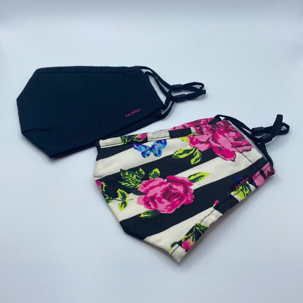 Betsey Johnson Floral Striped and Black Face Masks